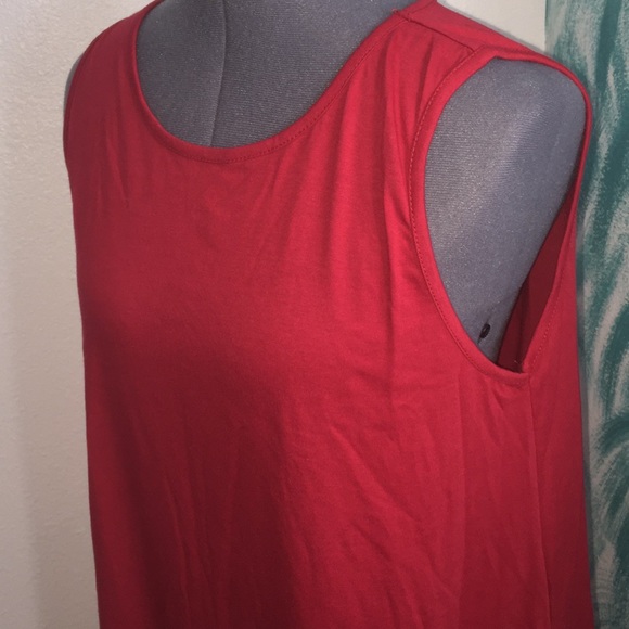 Red Tank Dress with pockets - Picture 3 of 4